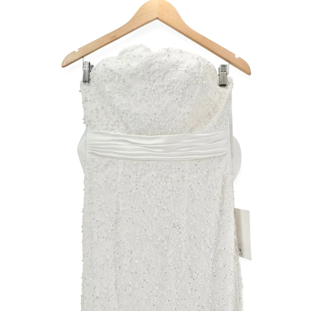 NWT Mac Duggal Ivory Strapless Beaded Bow Back Midi Dress‎ $498 - Size 6